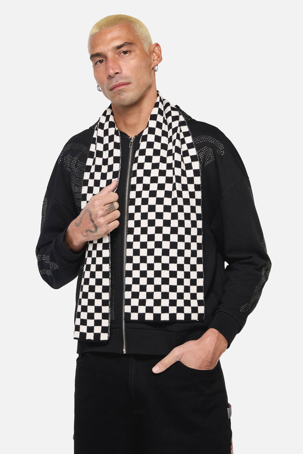 Dangerfield - Checkerboard Scarf - black-white
