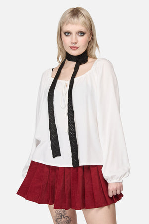 Dangerfield - Black Narrow Daisy Pin Scarf - black