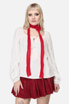 Dangerfield - Red Narrow Daisy Pin Scarf - red