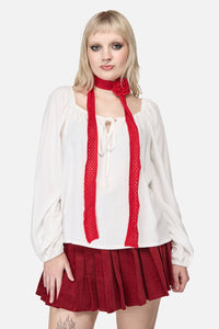 Dangerfield - Red Narrow Daisy Pin Scarf - red