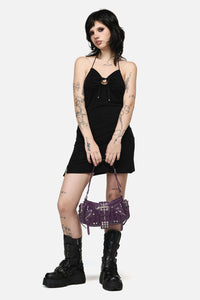 Dangerfield - Moto Stud Zip Bag - purple