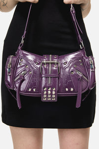 Dangerfield - Moto Stud Zip Bag - purple
