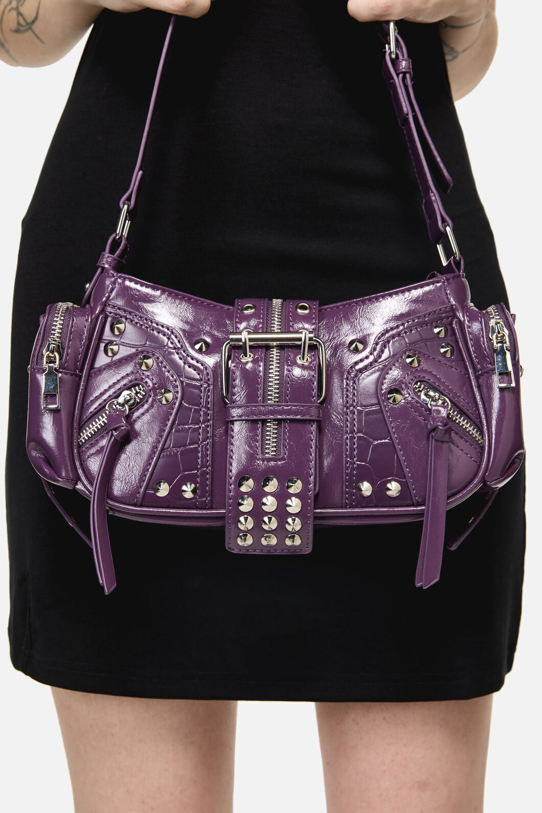 Dangerfield - Moto Stud Zip Bag - purple