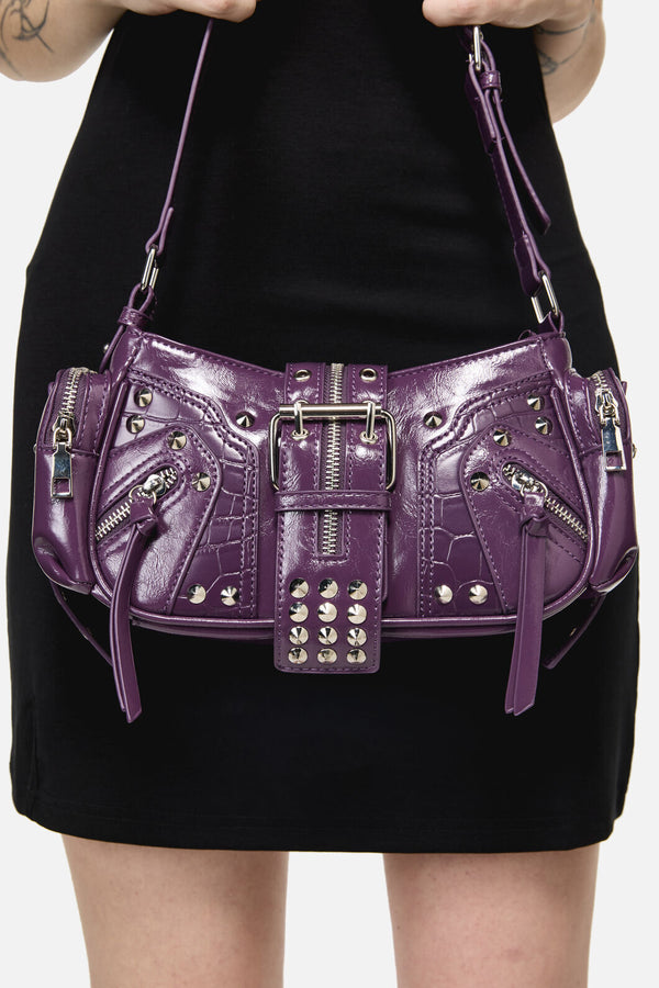 Dangerfield - Moto Stud Zip Bag - purple
