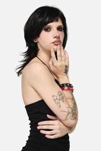Dangerfield - Round Stud Cuff Set - black-red