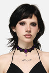 Dangerfield - Ribbon & Lace Choker - purple-black