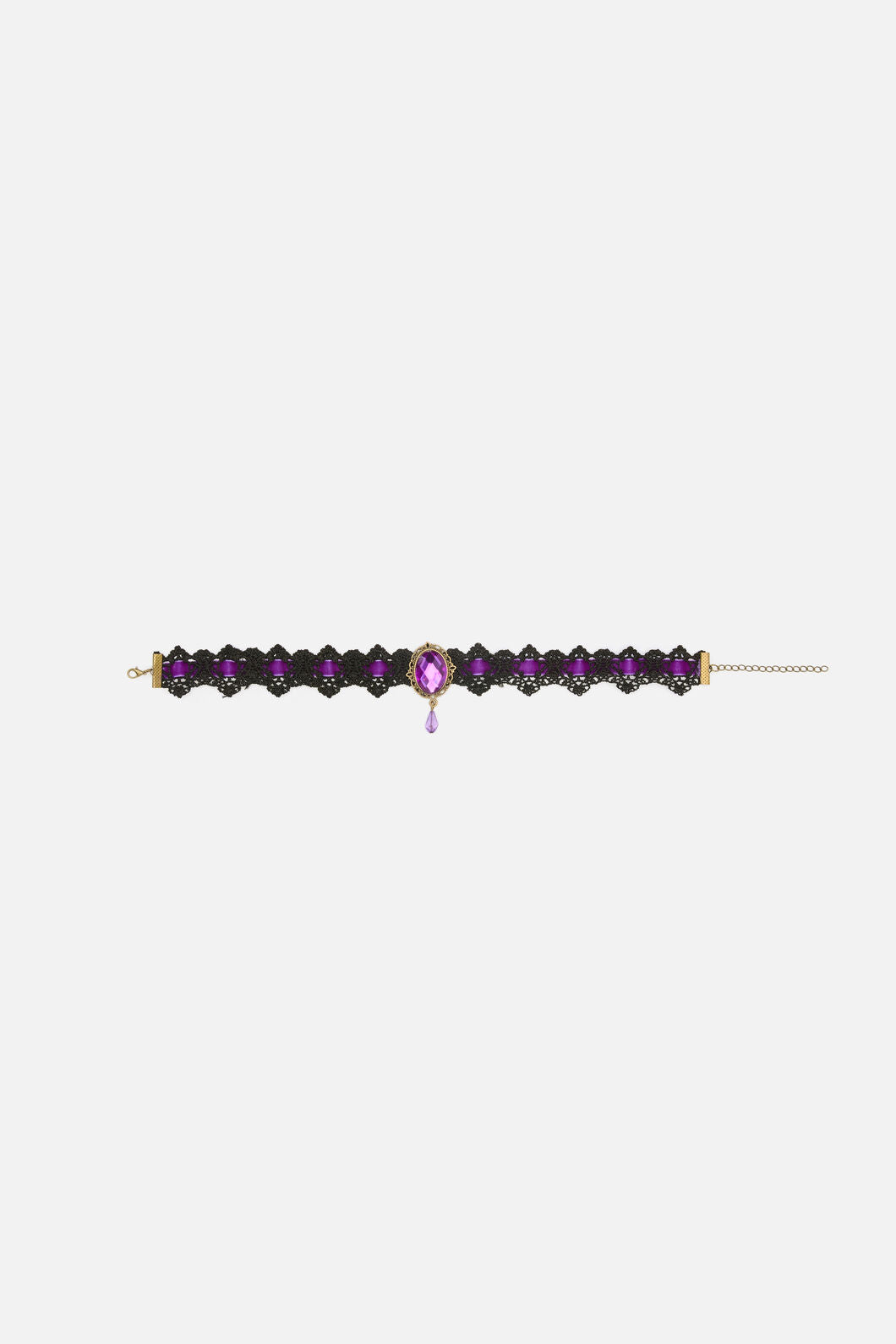 Dangerfield - Ribbon & Lace Choker - purple-black
