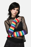 Dangerfield - Rainbow Long Fingerless Gloves - rainbow