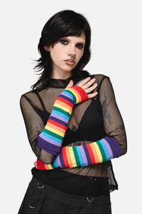 Dangerfield - Rainbow Long Fingerless Gloves - rainbow