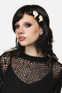 Dangerfield - Fried Egg Hair Clips - white-yellow