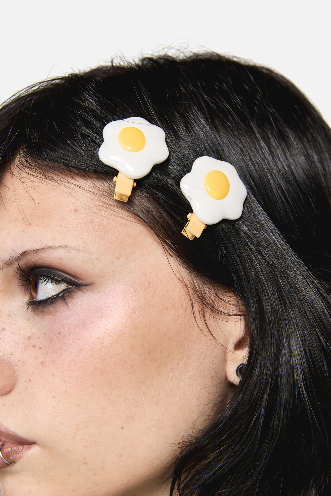 Dangerfield - Fried Egg Hair Clips - white-yellow