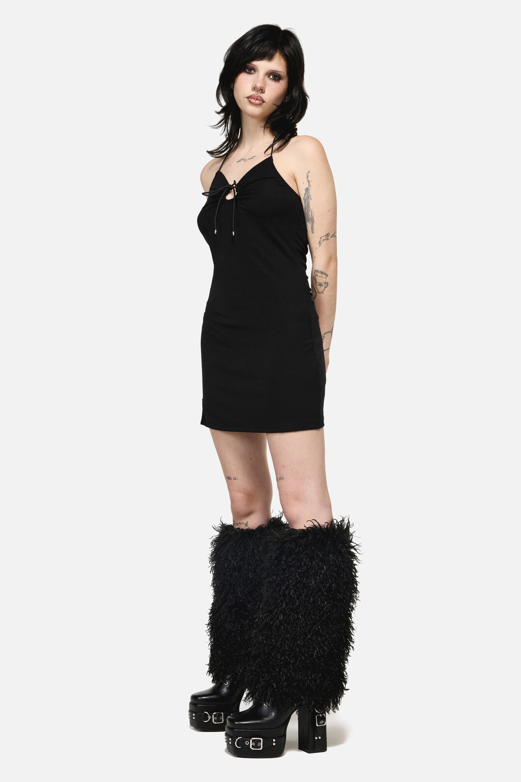 Dangerfield - Shaggy Faux Fur Legwarmers - black