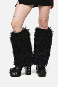 Dangerfield - Shaggy Faux Fur Legwarmers - black