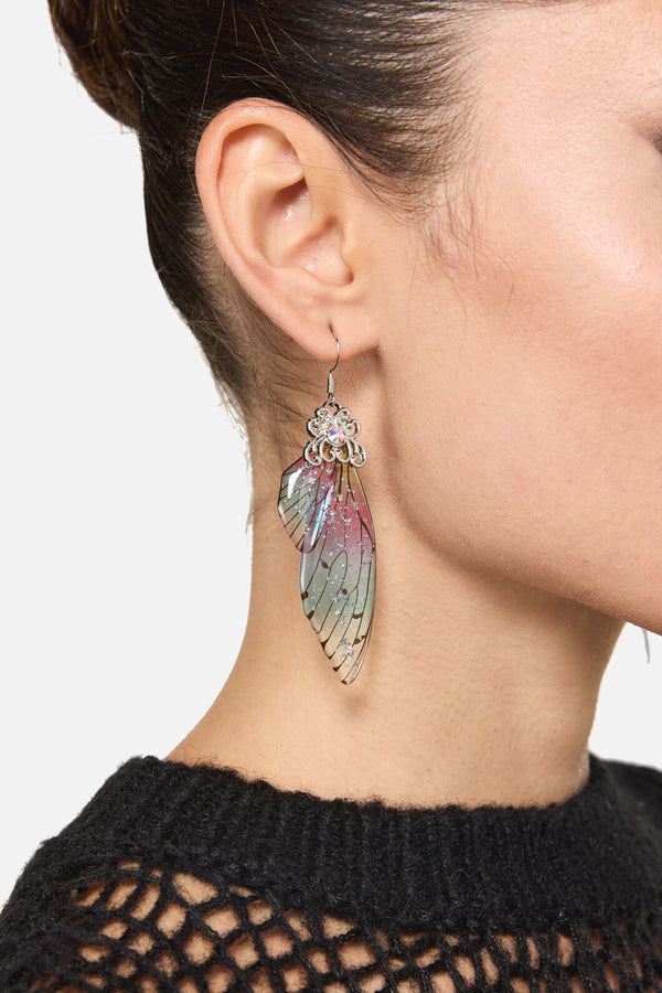 Dangerfield - Rainbow Sparkle Wing Earrings - multi