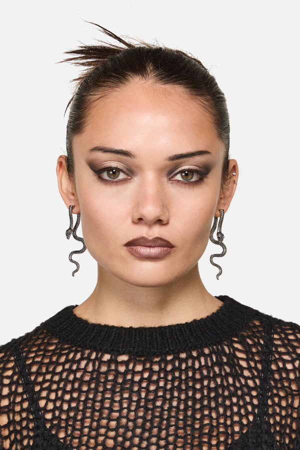 Dangerfield - Through The Ear Snake Earrings - silver