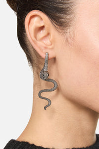 Dangerfield - Through The Ear Snake Earrings - silver