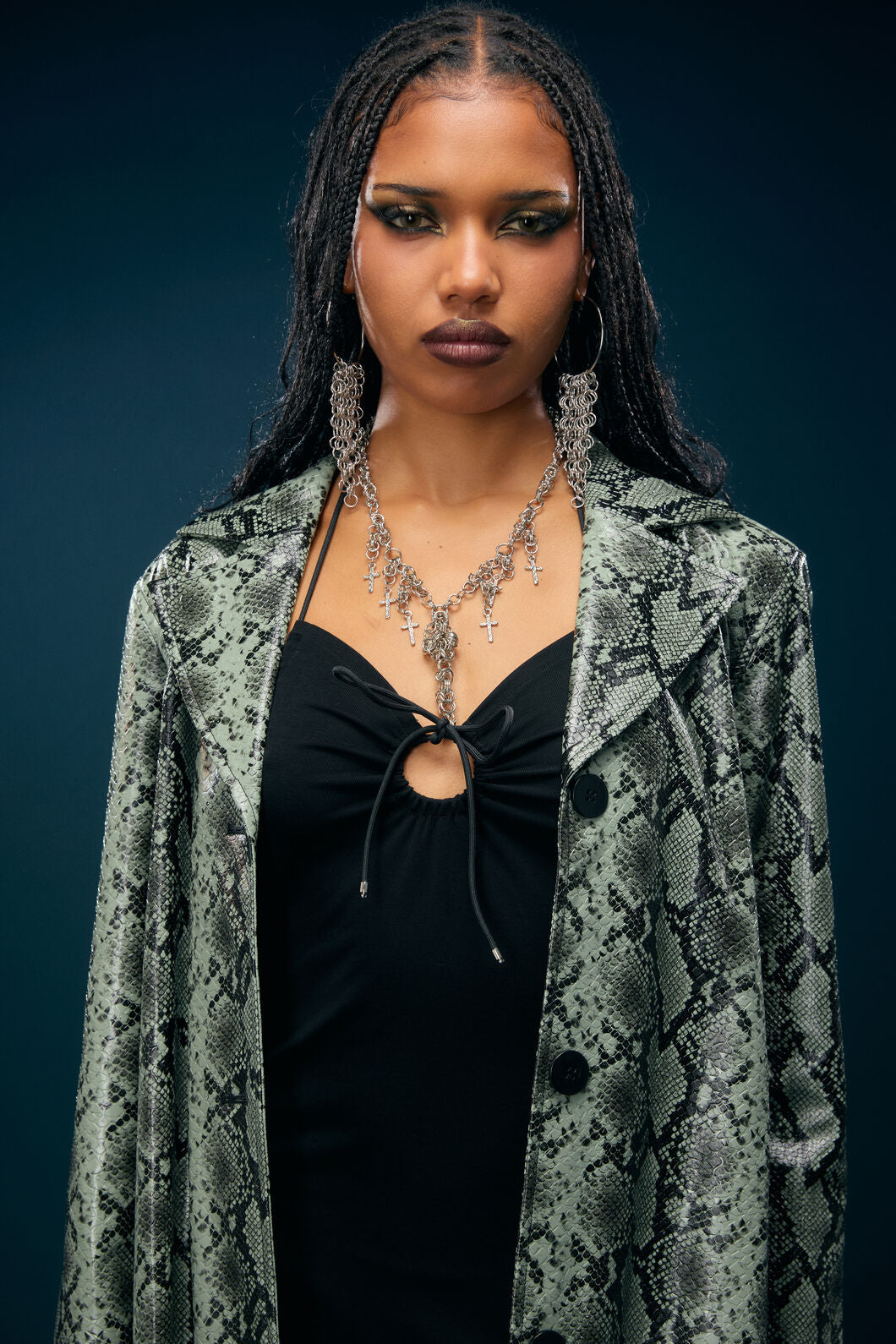 Dangerfield - Cross Chainmail Necklace - silver