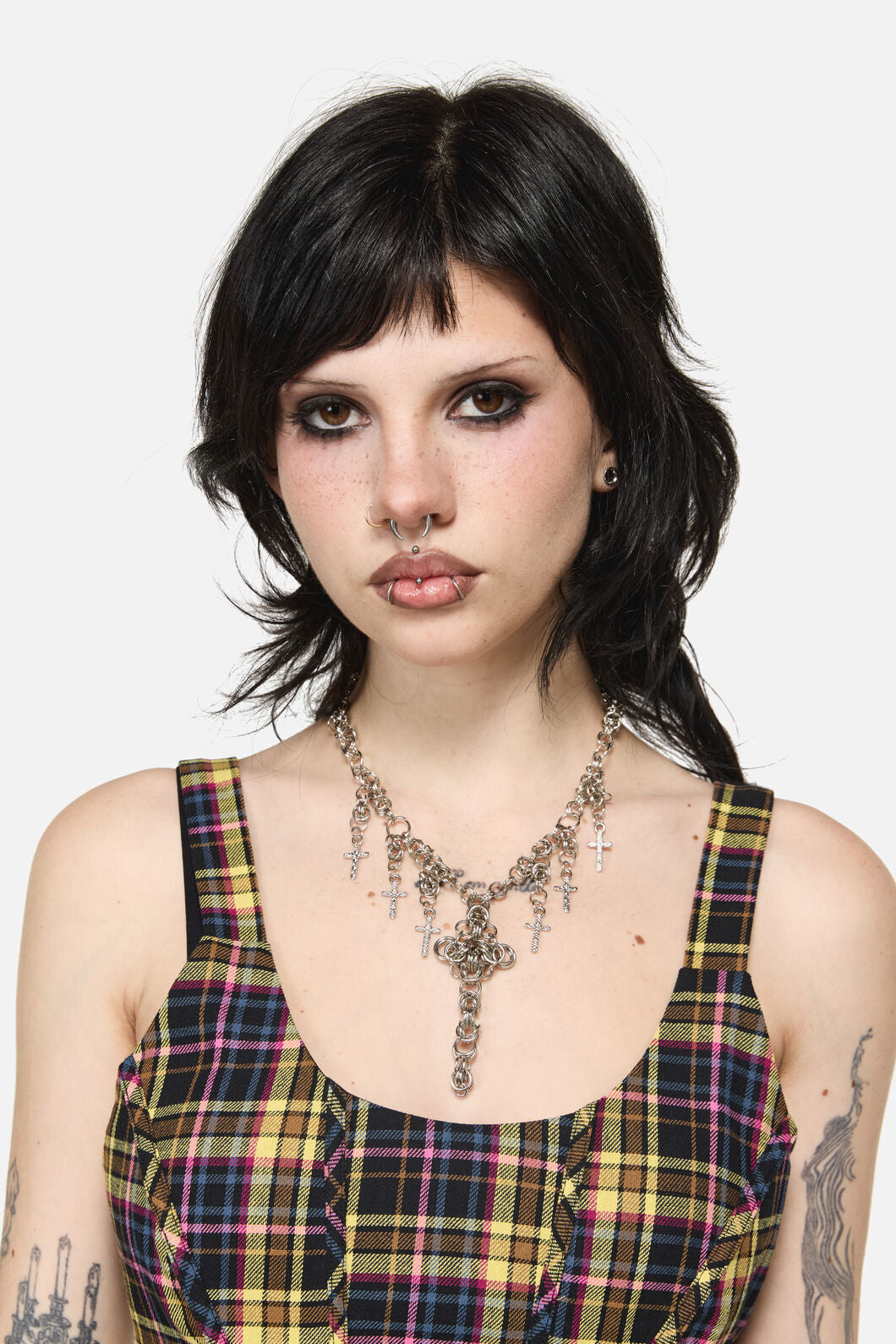 Dangerfield - Cross Chainmail Necklace - silver