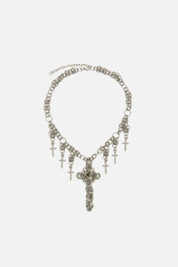 Dangerfield - Cross Chainmail Necklace - silver