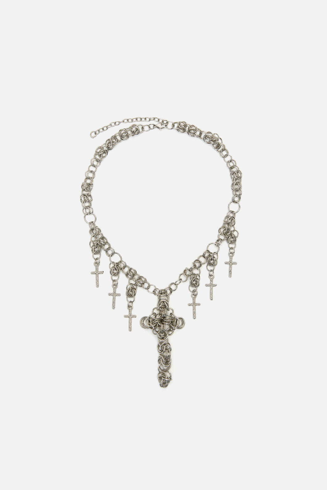 Dangerfield - Cross Chainmail Necklace - silver