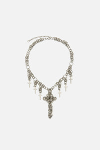 Dangerfield - Cross Chainmail Necklace - silver