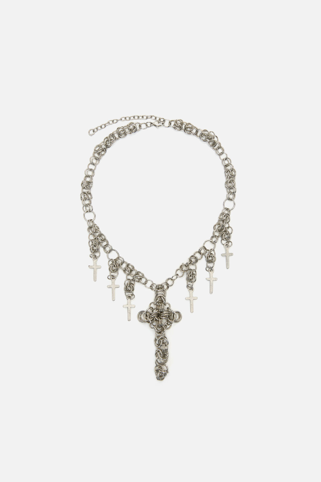 Dangerfield - Cross Chainmail Necklace - silver