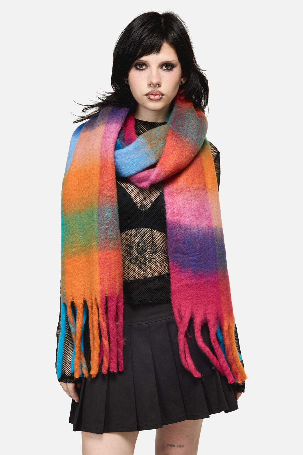 Dangerfield - Rainbow Check Scarf - rainbow