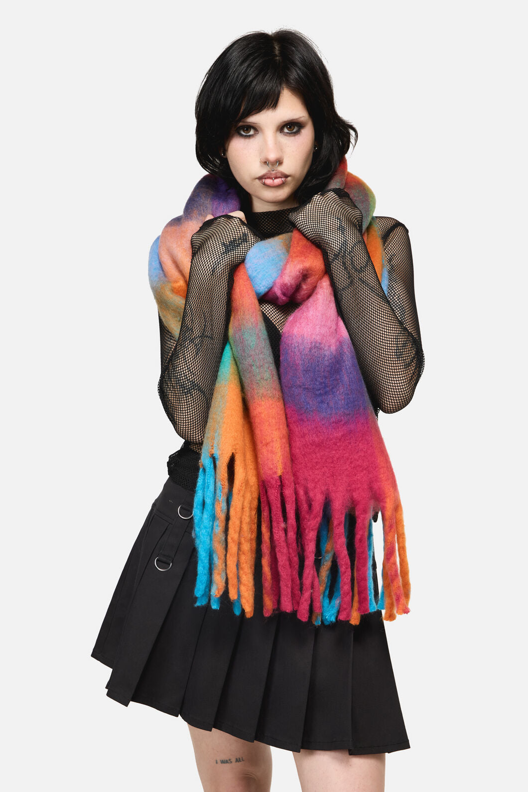 Dangerfield - Rainbow Check Scarf - rainbow