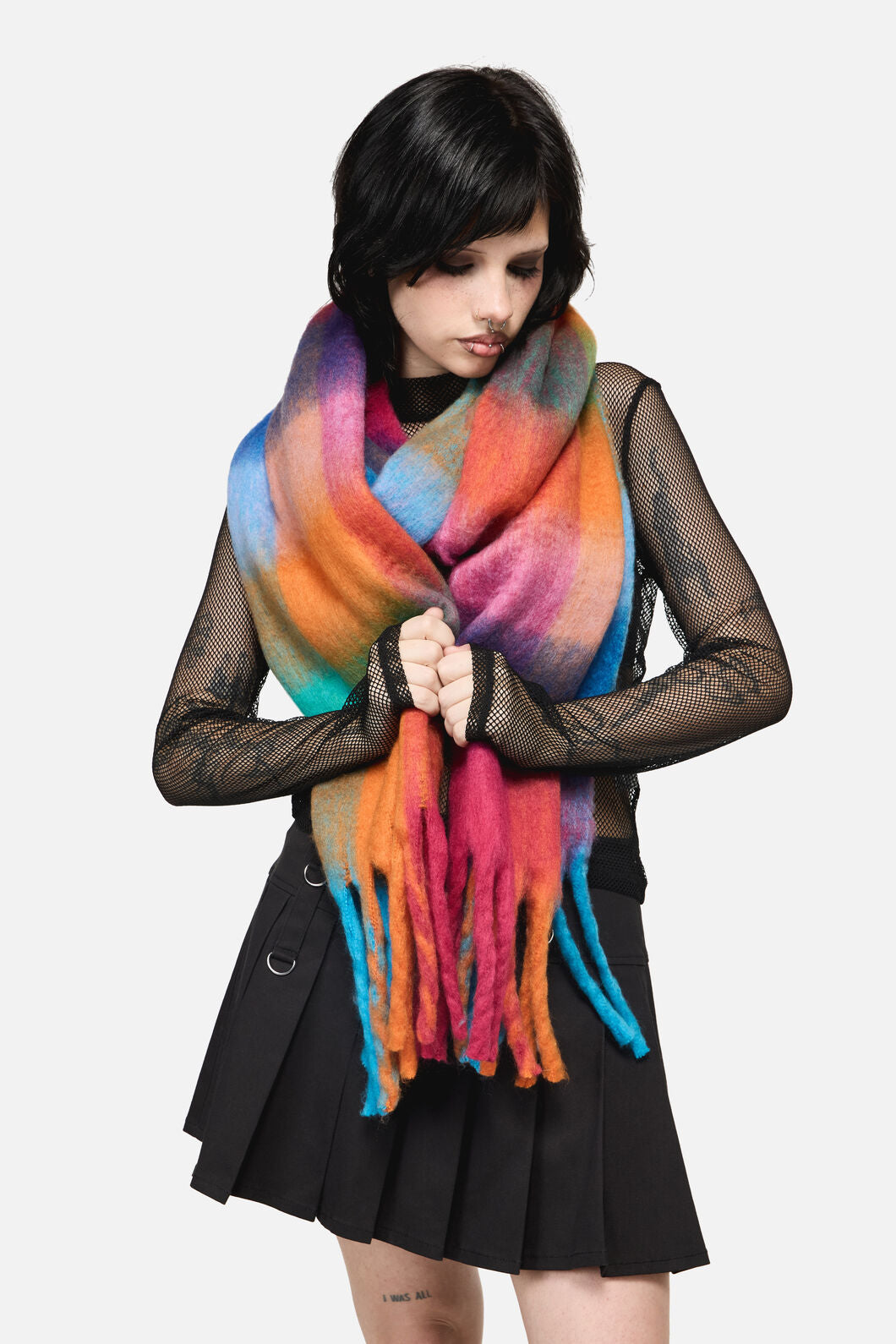 Dangerfield - Rainbow Check Scarf - rainbow