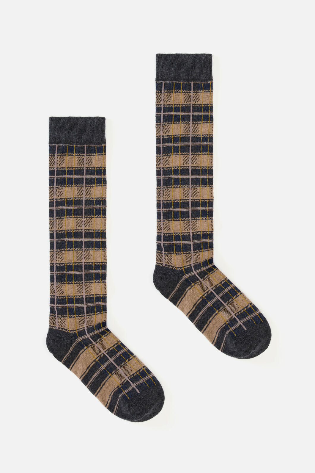 Dangerfield - Grey Long Tartan Socks - grey