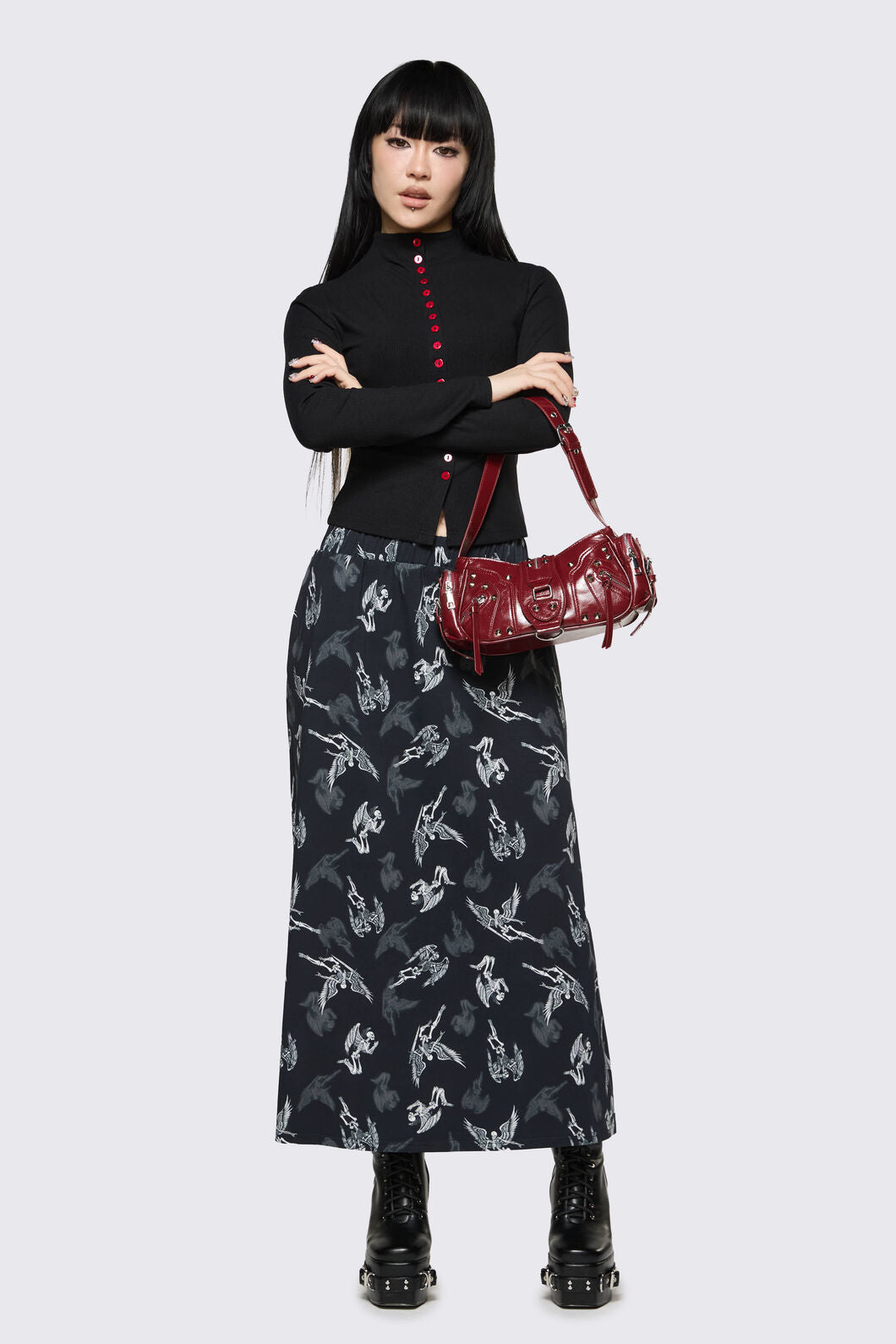 Dangerfield - Dark Red Stud Shoulder Bag - dark-red