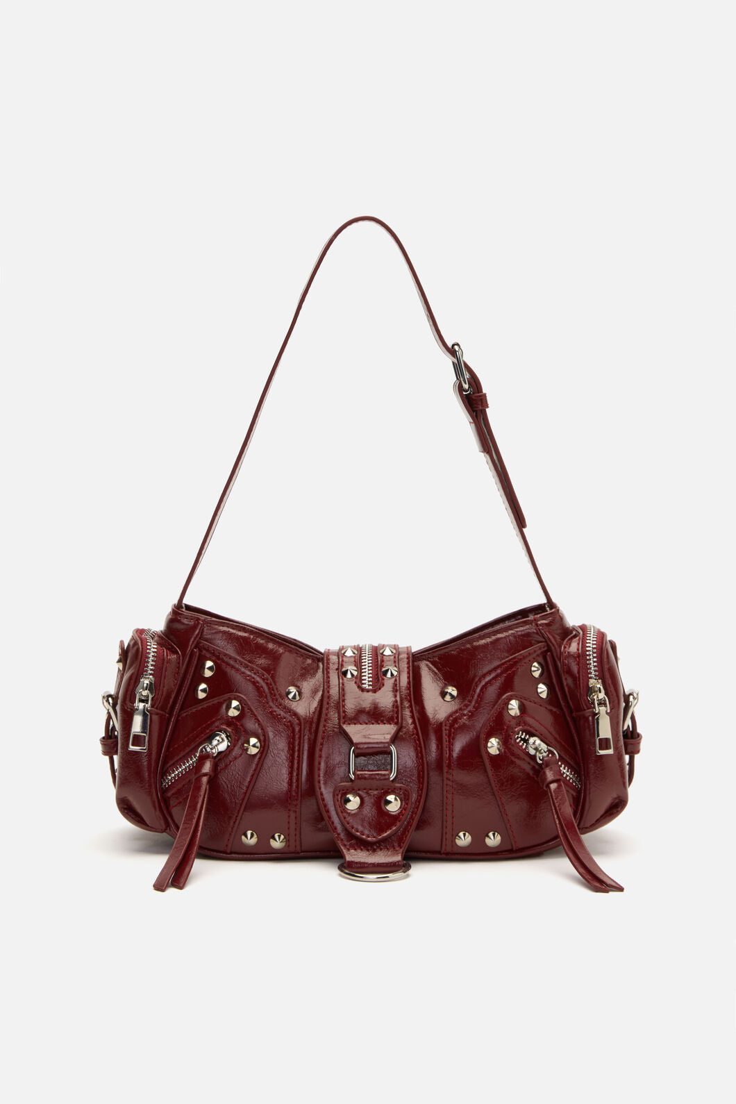 Dangerfield - Dark Red Stud Shoulder Bag - dark-red