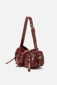 Dangerfield - Dark Red Stud Shoulder Bag - dark-red