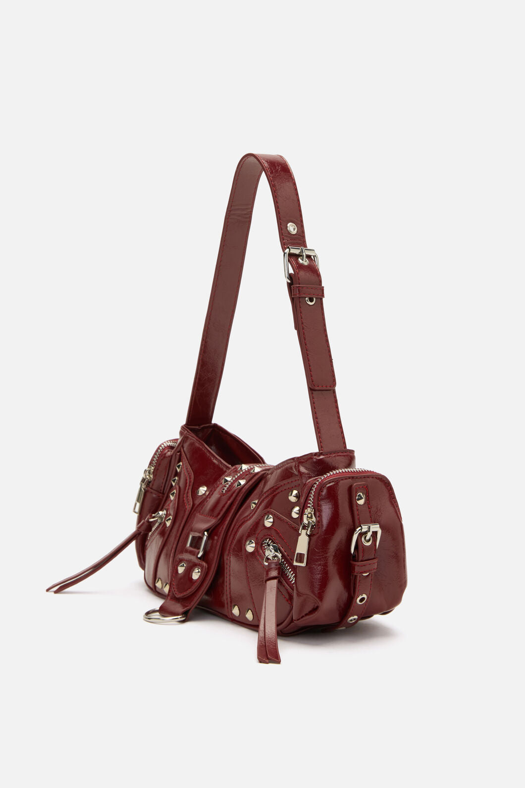 Dangerfield - Dark Red Stud Shoulder Bag - dark-red
