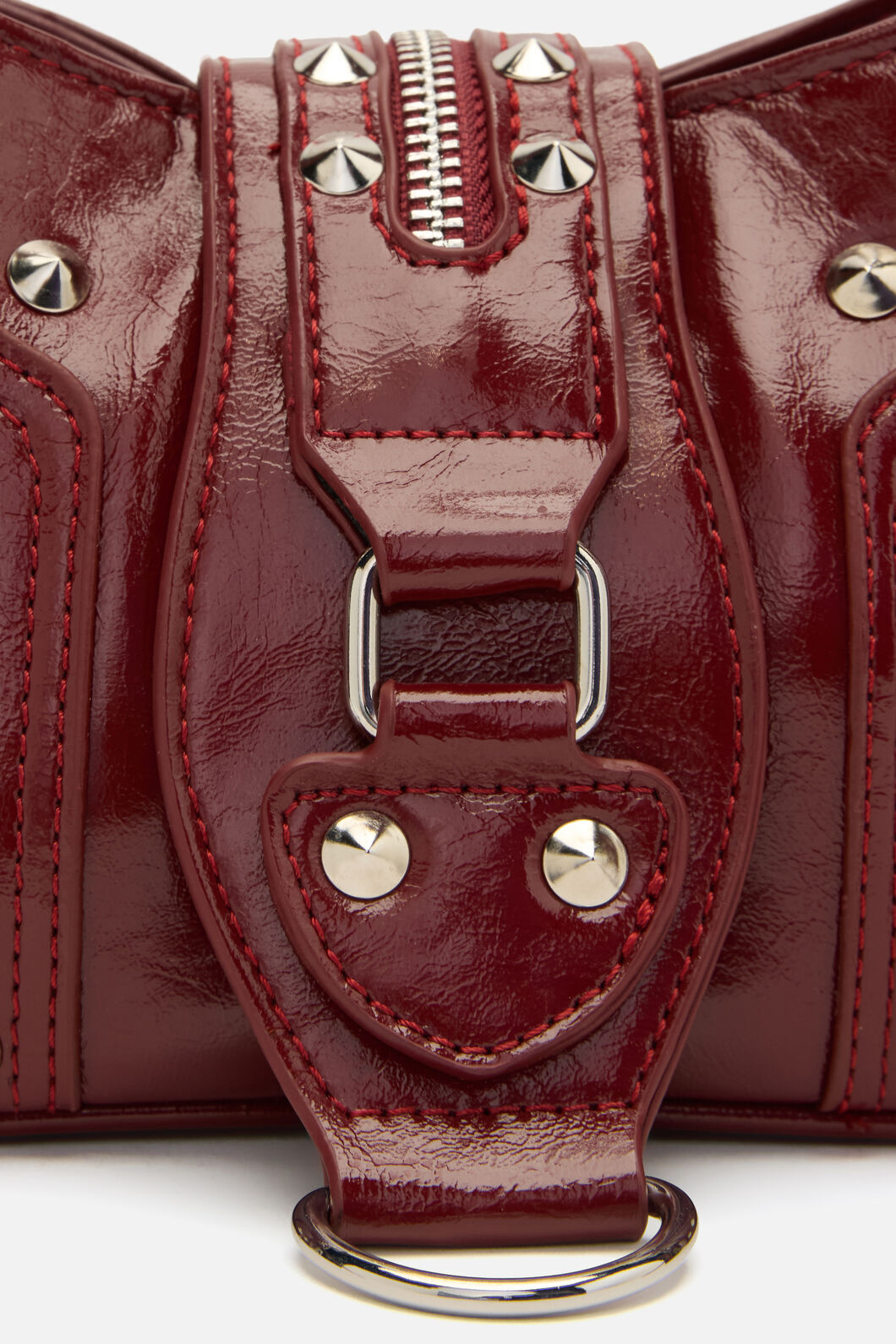 Dangerfield - Dark Red Stud Shoulder Bag - dark-red