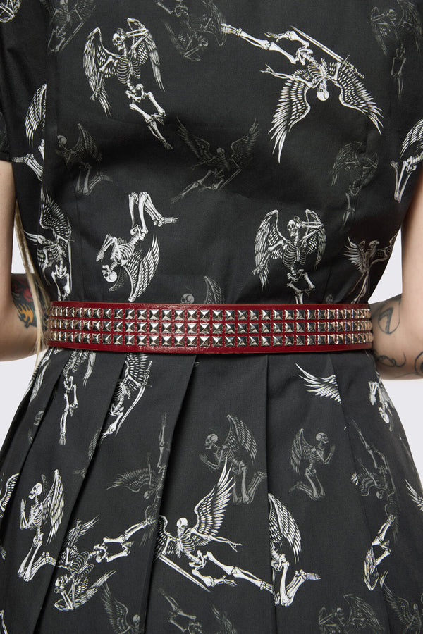 Dangerfield - Dark Red Pyramid Stud Belt - dark-red