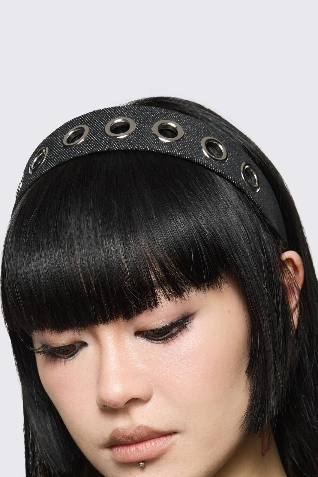 Dangerfield - Denim Eyelet Headband - black