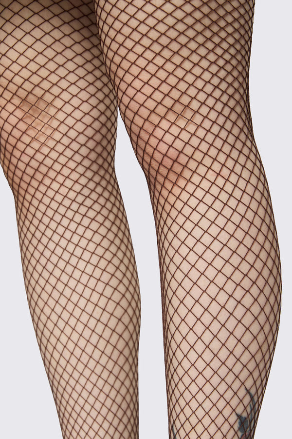Dangerfield - Chocolate Fishnet Tights - chocolate