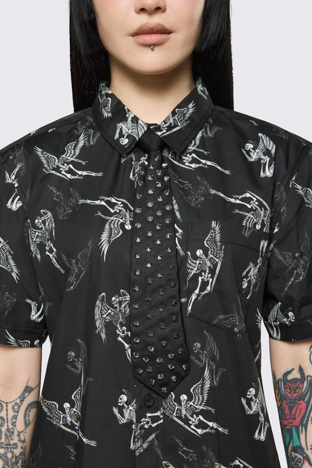 Dangerfield - Stud Neck Tie - black-silver
