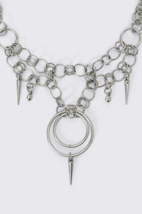 Dangerfield - Chain & Rings Necklace - silver