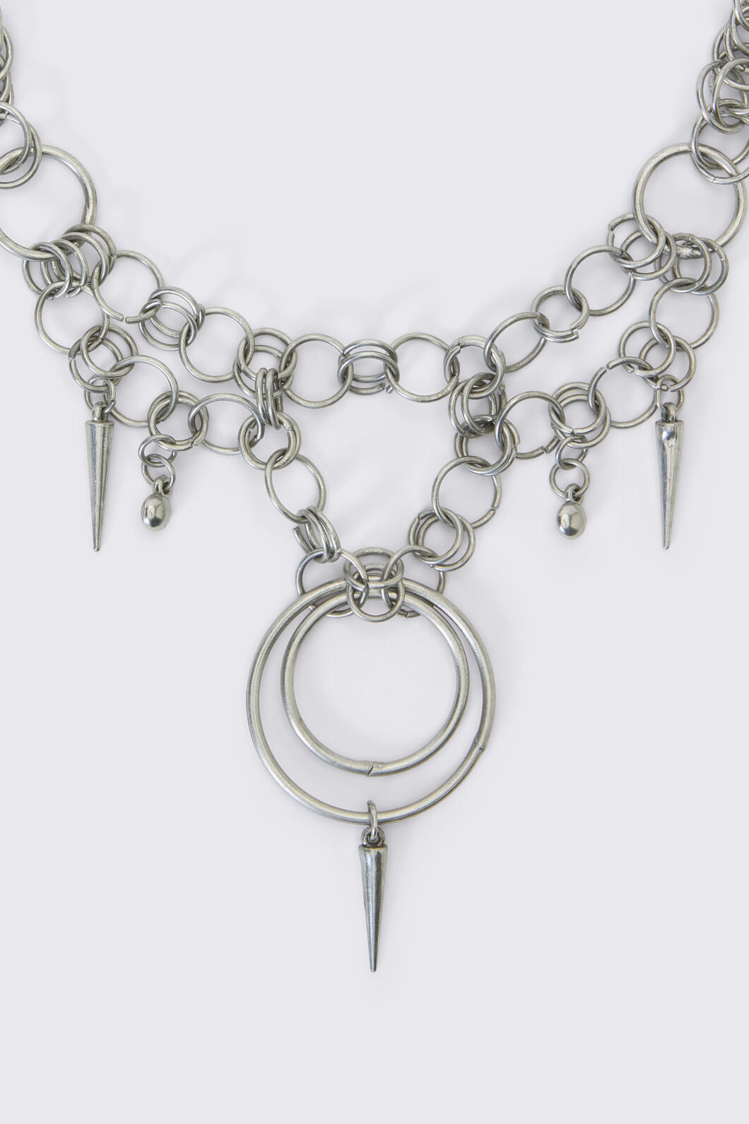 Dangerfield - Chain & Rings Necklace - silver