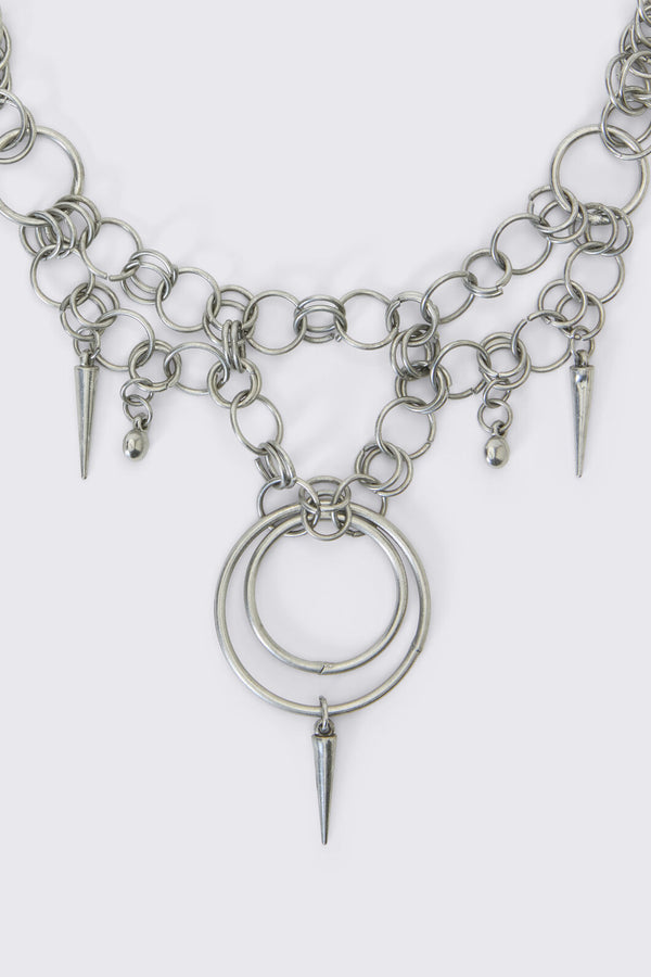 Dangerfield - Chain & Rings Necklace - silver