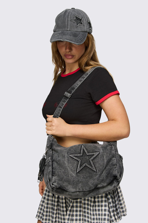 Dangerfield - Embossed Star Denim Bag - dark-grey