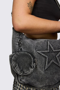 Dangerfield - Embossed Star Denim Bag - dark-grey