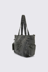 Dangerfield - Embossed Star Denim Bag - dark-grey