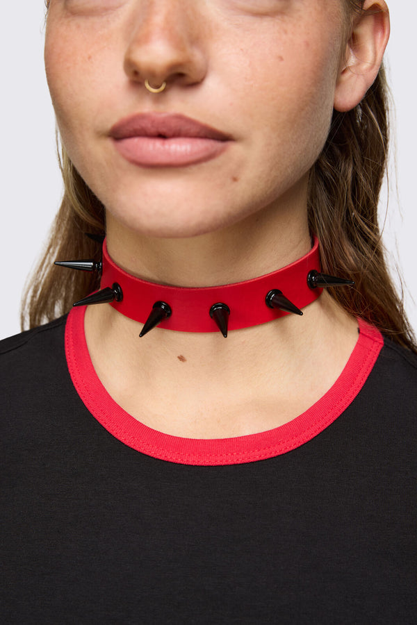 Dangerfield - Red & Black Spike Choker - red