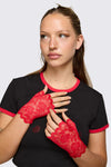 Dangerfield - Red Rose Lace Gloves - red