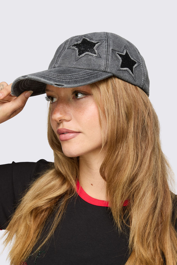 Dangerfield - Star Patch Denim Cap - dark-grey