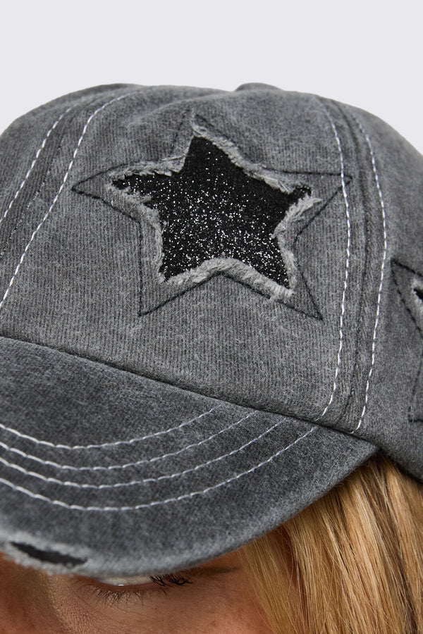 Dangerfield - Star Patch Denim Cap - dark-grey