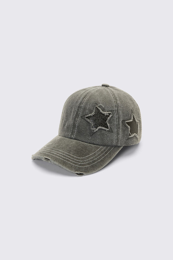 Dangerfield - Star Patch Denim Cap - dark-grey